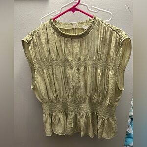 NWT H&M green/grey smocked top size Medium